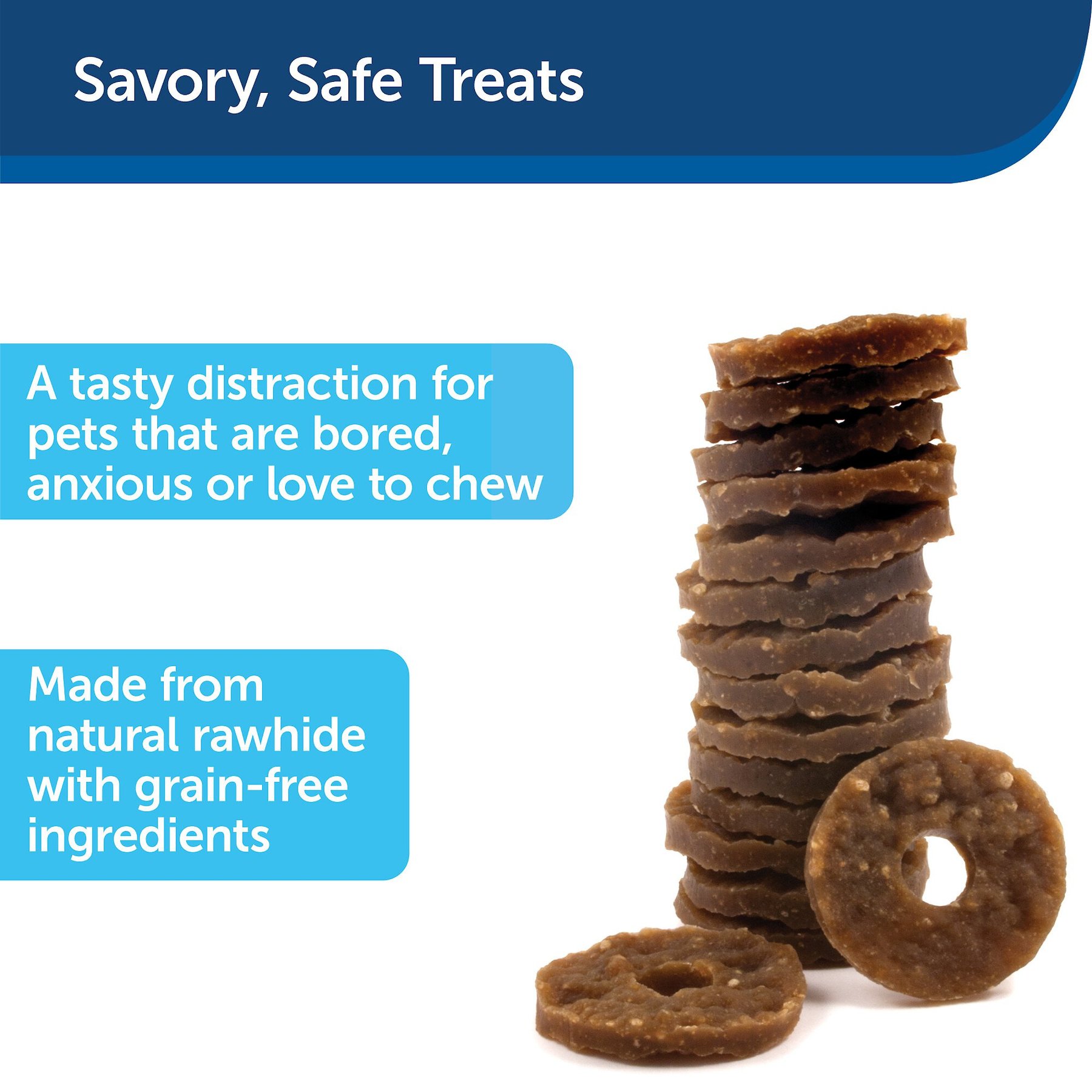 PetSafe Busy Buddy Natural Rawhide Peanut Butter Rings Dog Treats, Size A