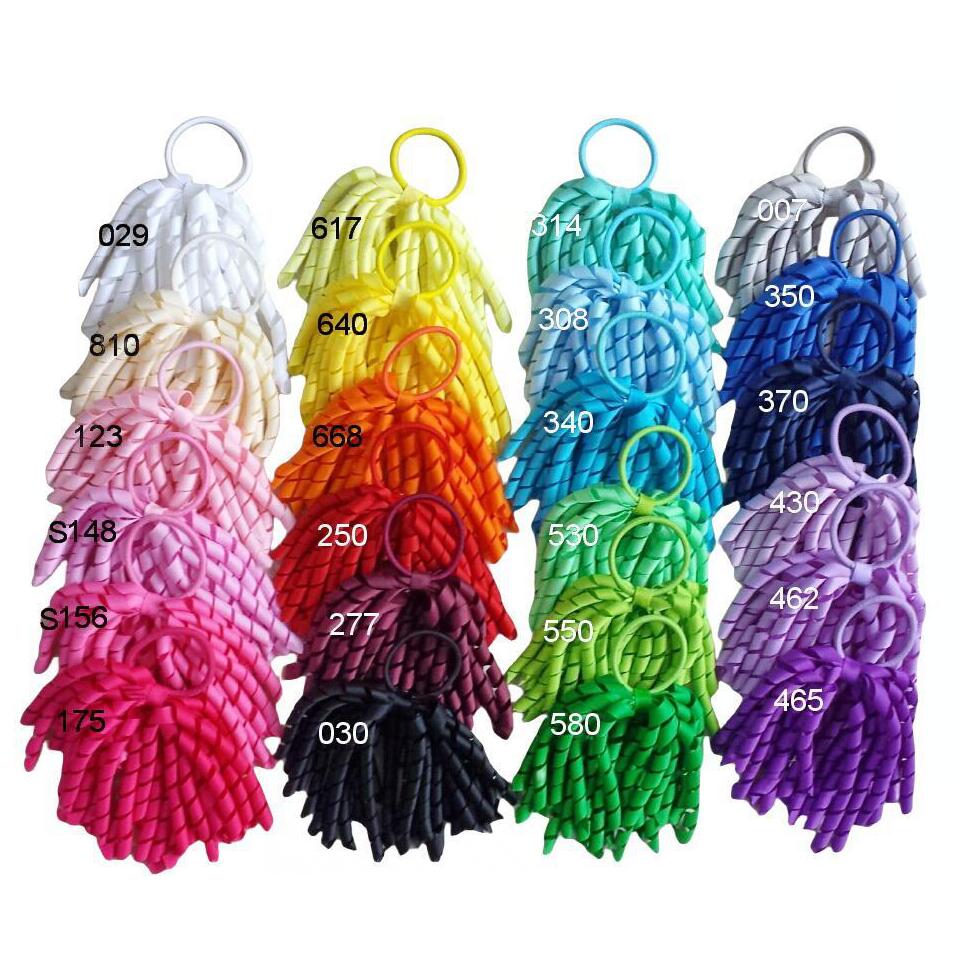 Girl Baby Elastic Hairband PonytaiL Holders 5" Korker Curling Ribbons Tassel Loop Plain Streamer Corker Hair Bows Clips Headband Bobbles 10PCS PD