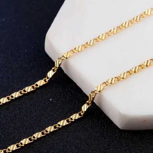 Hot selling 925 sterling silver 18K gold plain chain necklace for mens wedding jewelry Christmas gift 40-75cm W241121