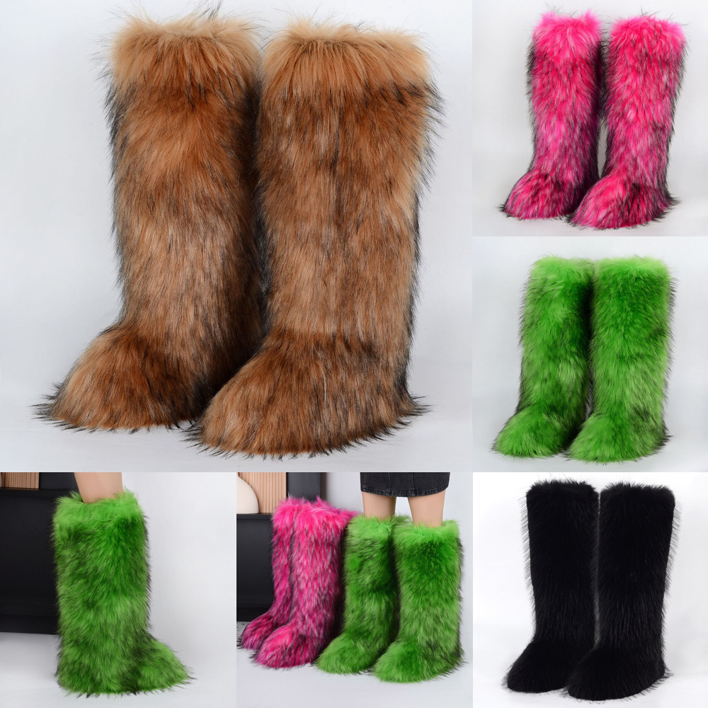 Winter Women Boots Fashion Booties Black Brown Pink Girl Women Snow Boot Ankle High Fur Walking Sneakers