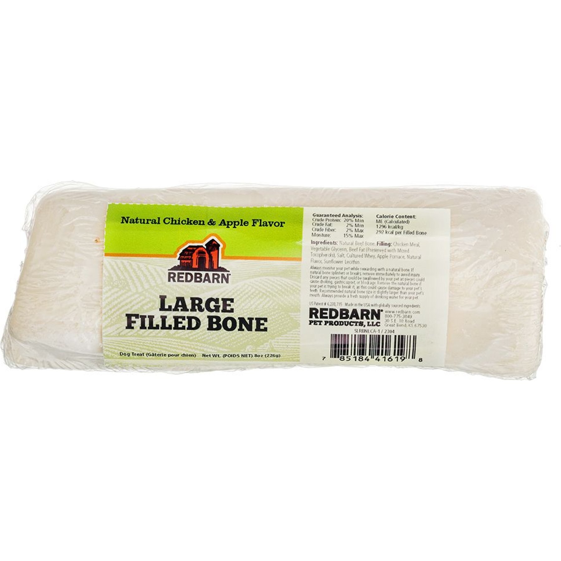 Redbarn Filled Bone Natural Chicken & Apple Flavor Chew Dog Treat, Large, 8-oz