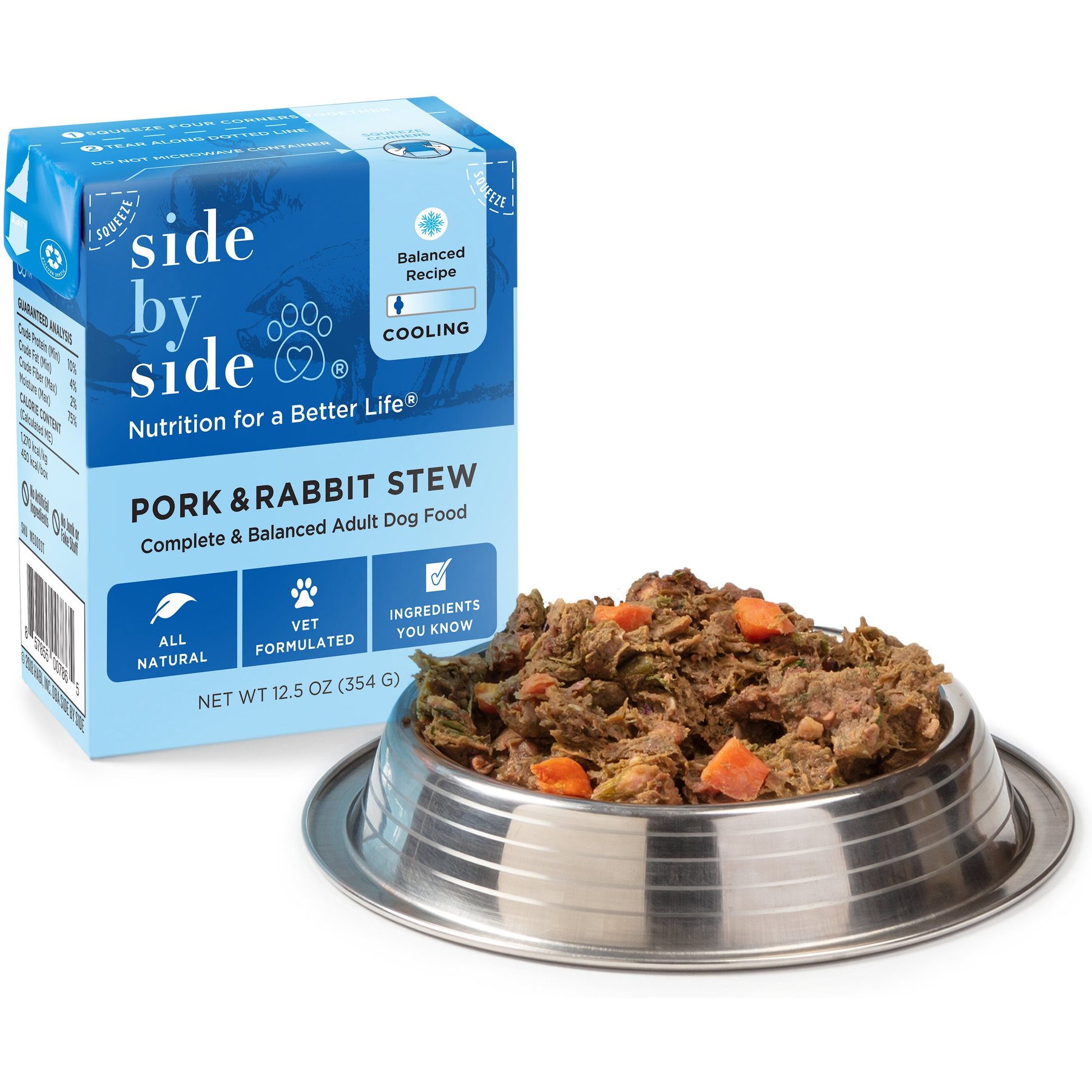 Side By Side Cooling Complete & Balanced Pork & Rabbit Stew Wet Dog Food, 12.5-oz box