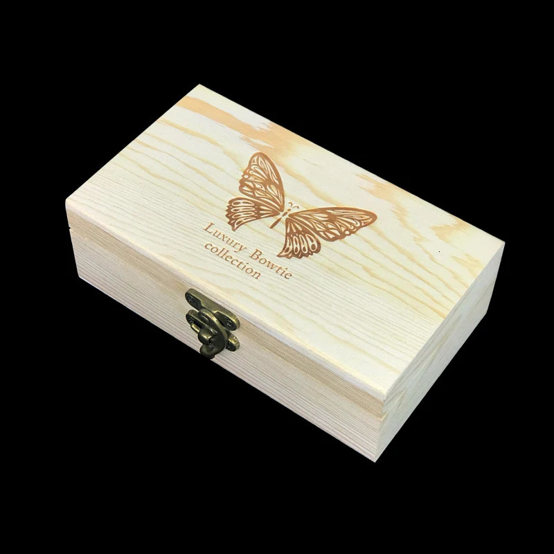 KAMBERFT Handmade Feather Bowtie Brooch Wooden Box Set High Quality Mens Bowtie Leather Tie for Wedding Parties and Banquets 241122