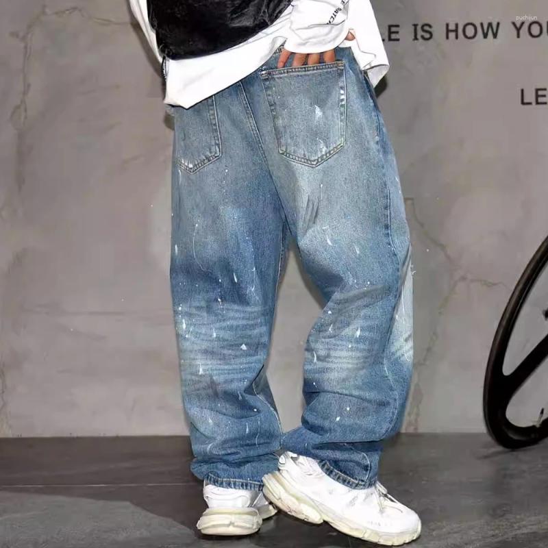 2025 S Fashion Designer Men S Jeans American Streetwear Ripped Baggy Mens Clothing Hip Hop Paint Dot Denim Cargo Pants High Quality Fashion Ragged Tro