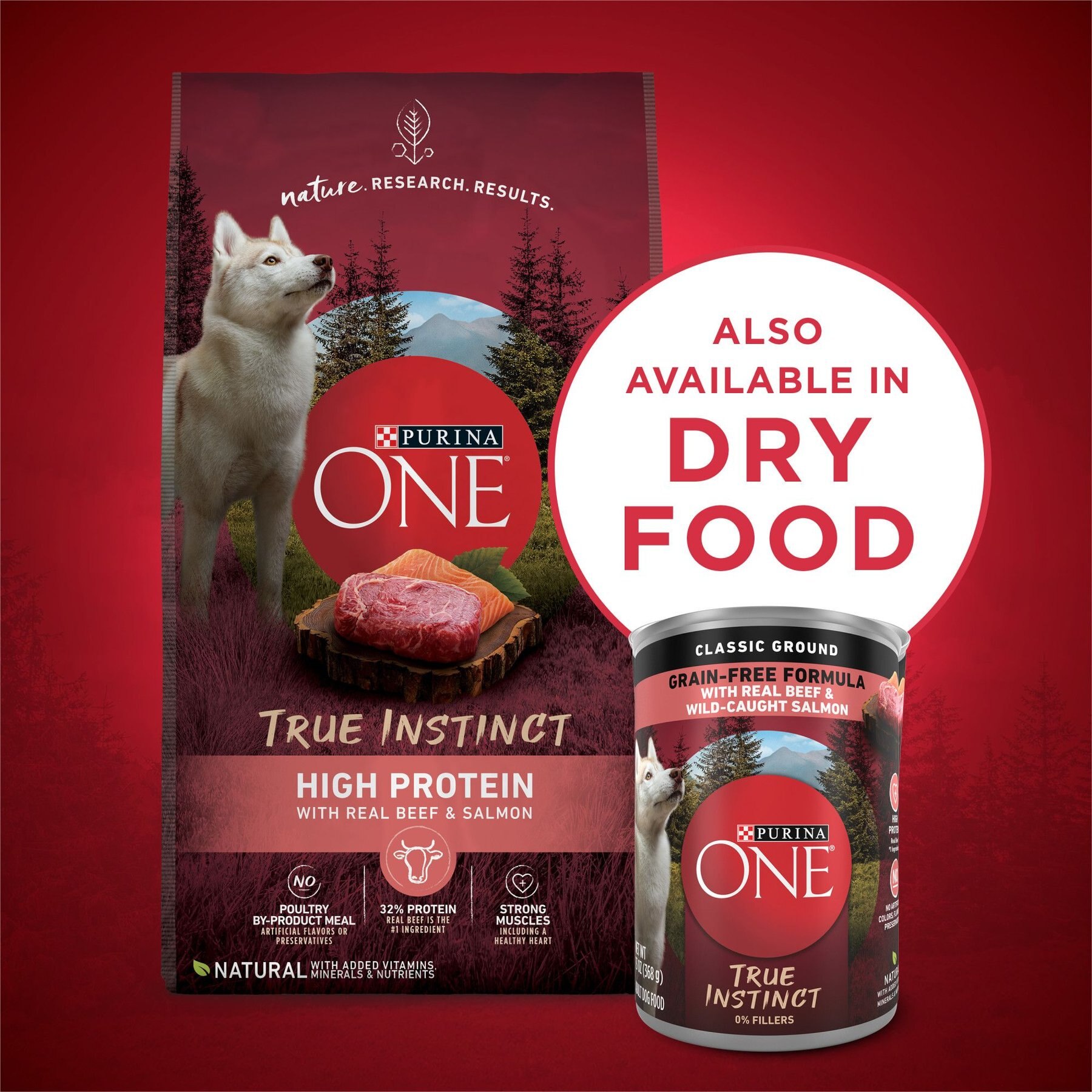 Purina ONE SmartBlend Grain-Free True Instinct Classic Ground with Real Beef & Wild-Caught Salmon Canned Dog Food