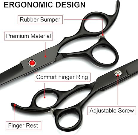 TINMARDA Professional Dog Grooming Scissors Kit, Titanium Coated Dog Scissors for Grooming, 5 in1 Grooming Shears Kit for Dogs Cat Pet At Home