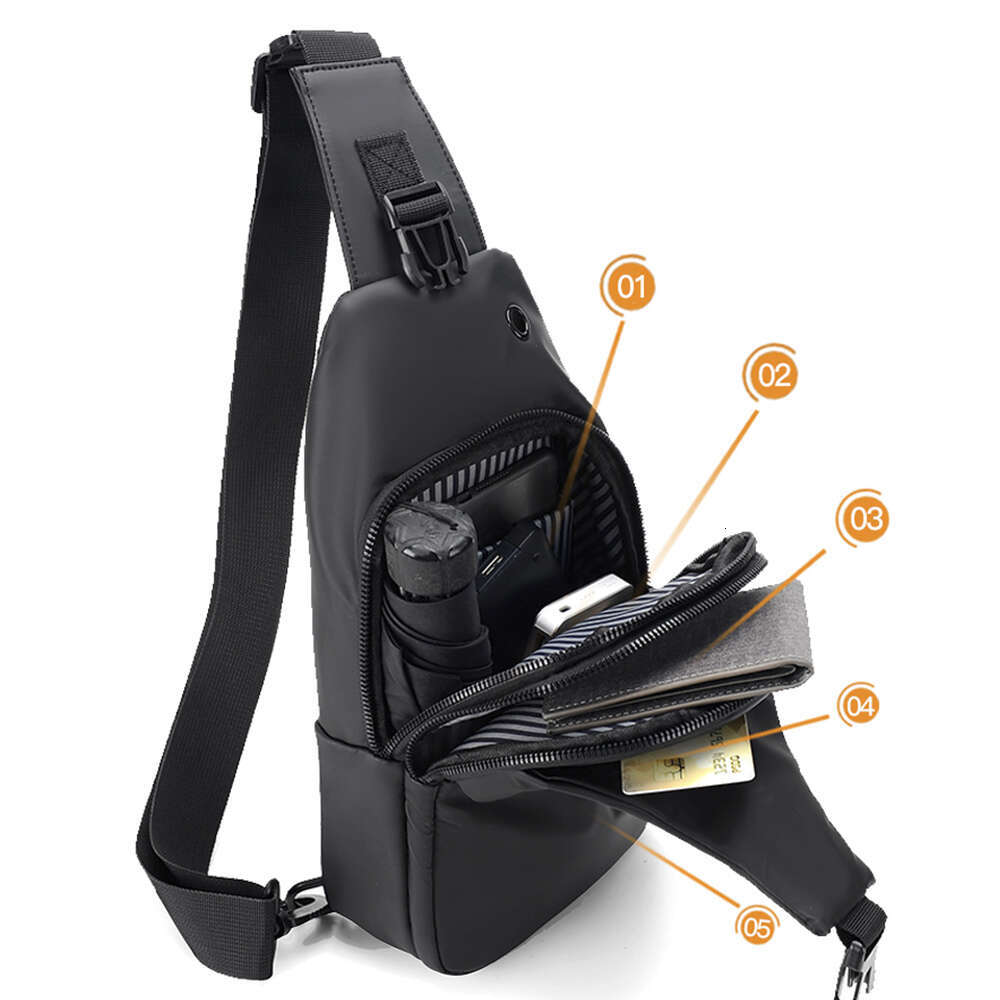 Men Cross body Shoulder Sg Backpack Chest Bag with USB Charge Port Nylon Fashion Motorcycle Rider Male Messenger Side Bags