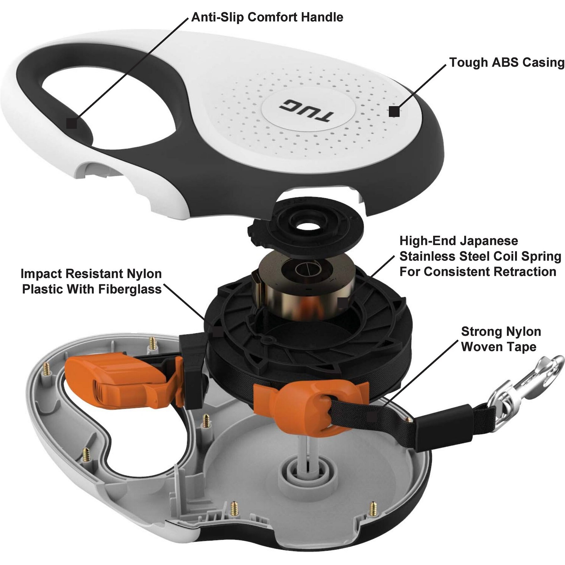 TUG Nylon Tape Retractable Dog Leash