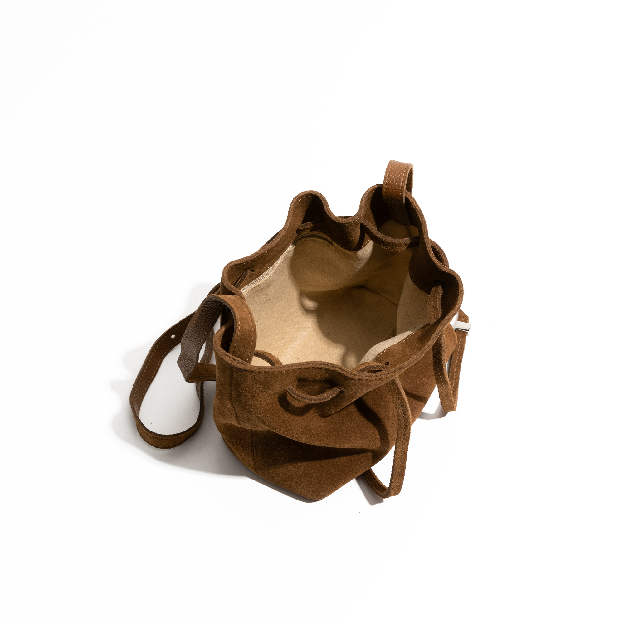 Genuine Leather Suede Crossbody Bag For Woman Solid Color Vintage Design Fashion Draw String Shoulder Purse String BagVoyage