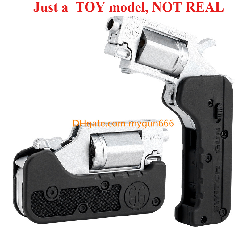 Alloy Revolver Lifecard Toy Gun Continuous Firing Pistol Foldable Soft Bullet Shell Ejection Blaster Launcher for Boys Adults New Year Gifts Toys