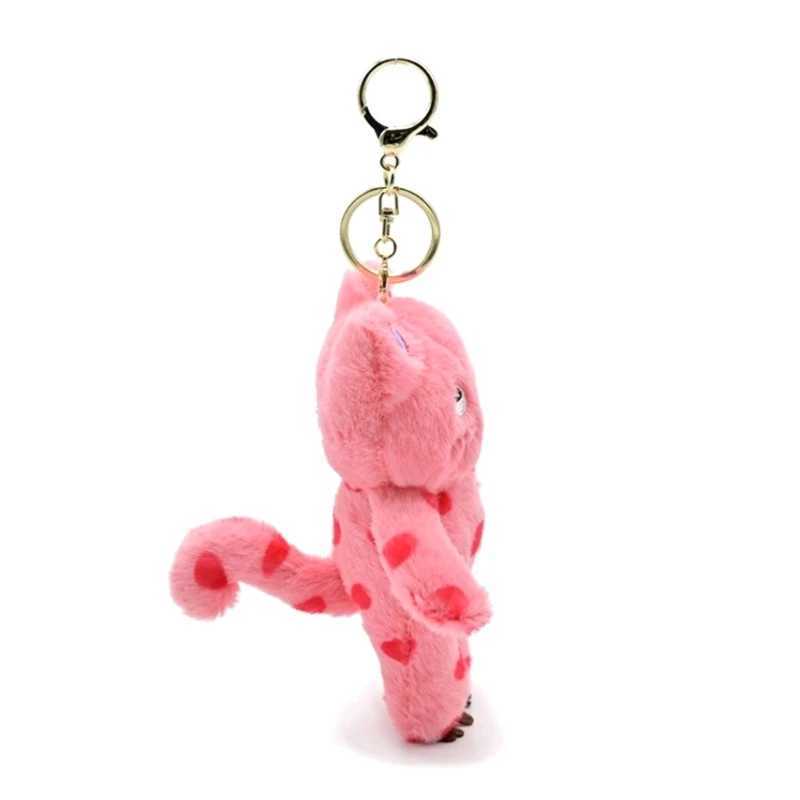 652F Silent Cat Keychain Plush Mysterious Black Cat Doll Toy Keyring Bag Charm Backpack Decoration Couple Car Keyholder Y241121