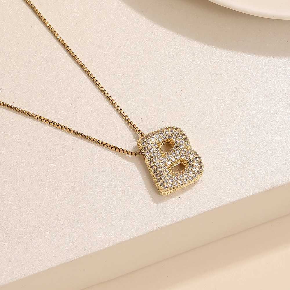BenS Stainless Steel 26 Letter Womens Necklace Bubble Gold Plated Initial Letter Pendant Necklace Jewelry Wholesale N13 W241121