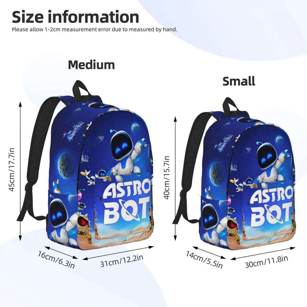 Astrobots Game Backpack Middle High College School Student Bookbag Teens Canvas Daypack Hiking