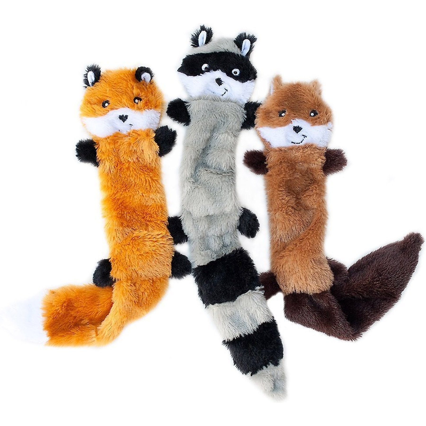 ZippyPaws Skinny Peltz No Stuffing Squeaky Plush Dog Toys, 3-pack