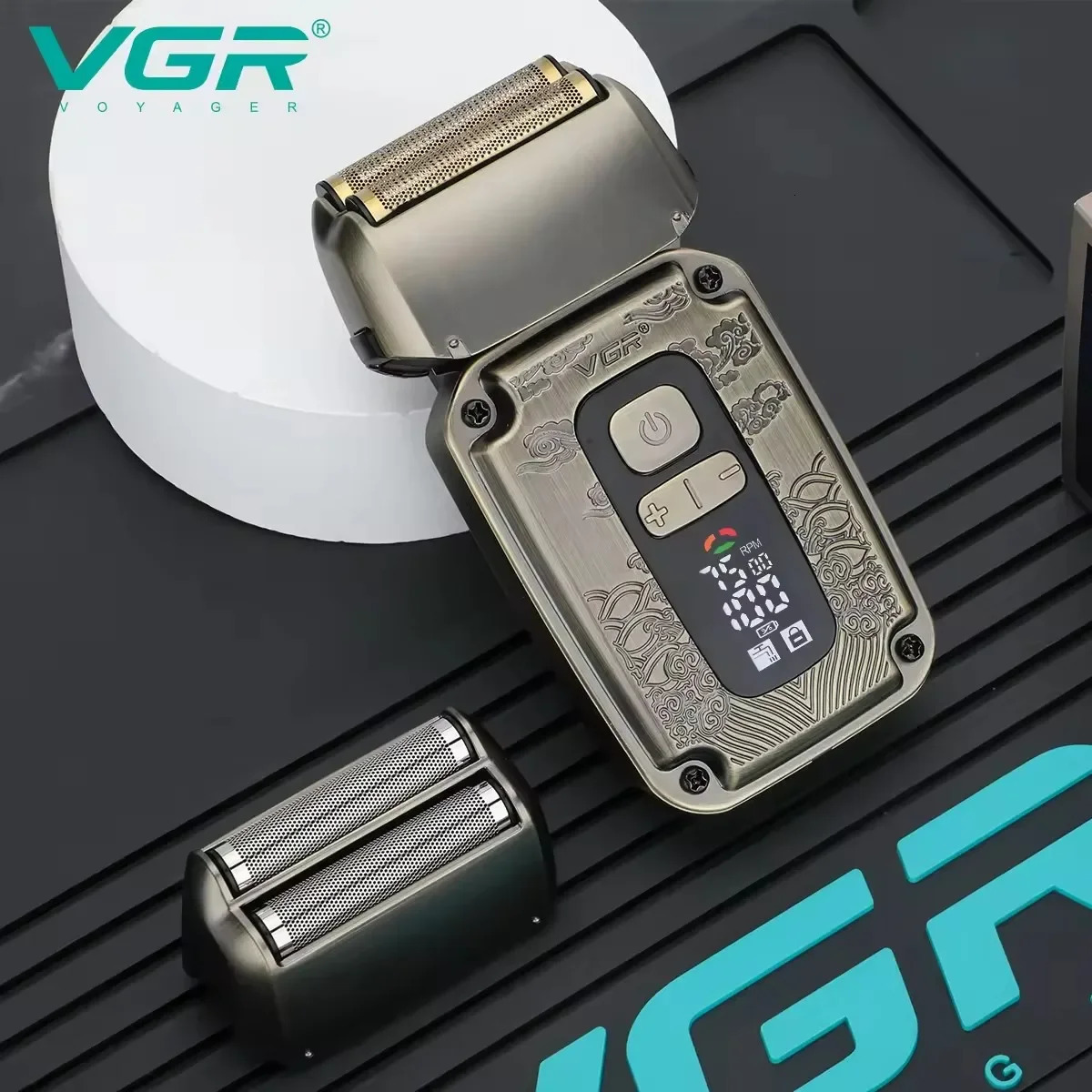VGR hair trimmer adjustable charging professional shaver LED display screen with V-337 mens full body washable foil trimmer 241206