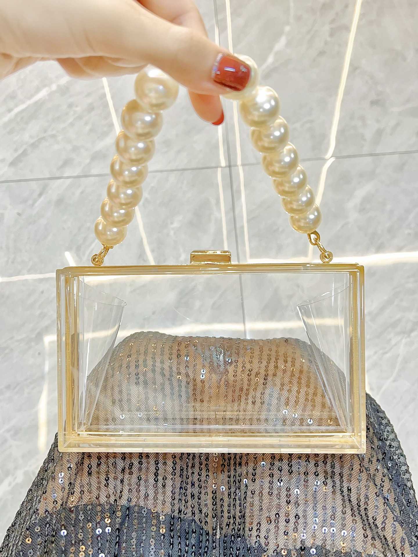 new handbag acrylic transparent small bag small square box bag single shoulder diagonal cross chain bag banquet womens bag