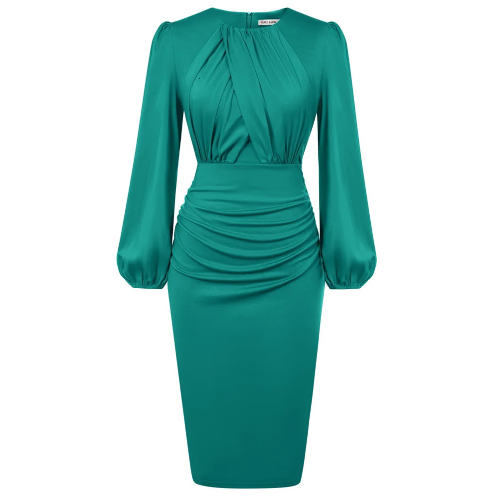 GK Dress For Women Contrast Fabric Evening Elegant Celebrity Party Dress OL Long Sleeve Crew Neck Bodycon Midi Dress 240420