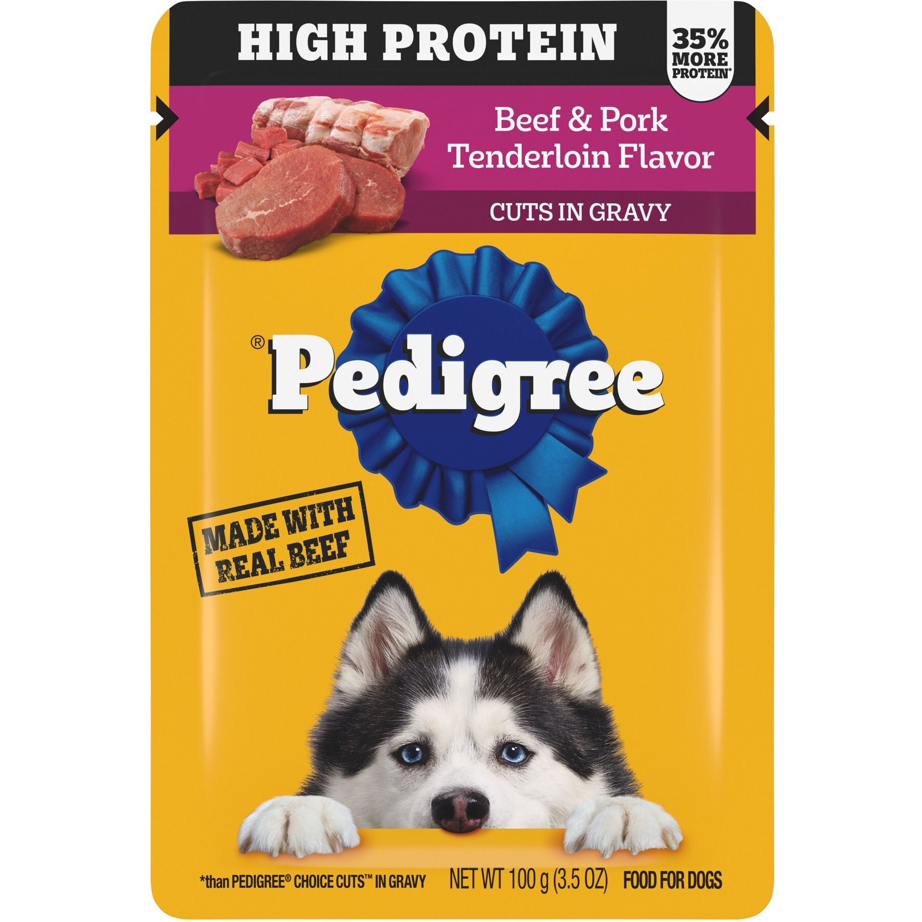 Pedigree High Protein Beef & Pork Tenderloin Flavor Cuts in Gravy Adult Dog Wet Food Pouches