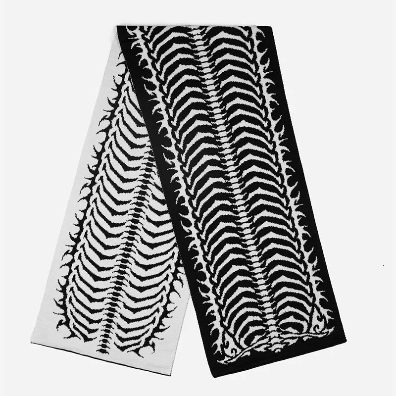 Gothic hip-hop punk striped unisex knit scarf Y2K warm scarf Korean Creative Linear Jacquard Harajuku high street scarf 241122
