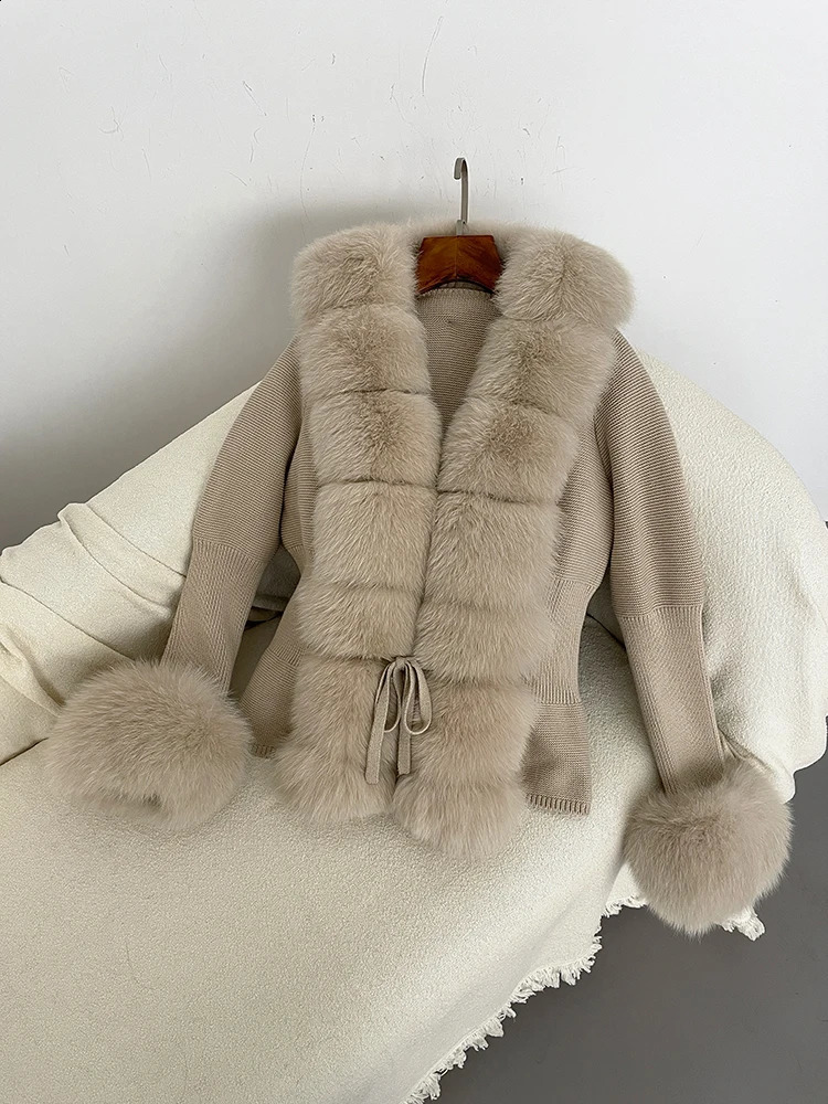 OFTBUY 2024 Winter Women Cotton Coat Cardigan Jacket Real Fur Sweater Detachable Leather Placket Cuffs Overcoats 241120