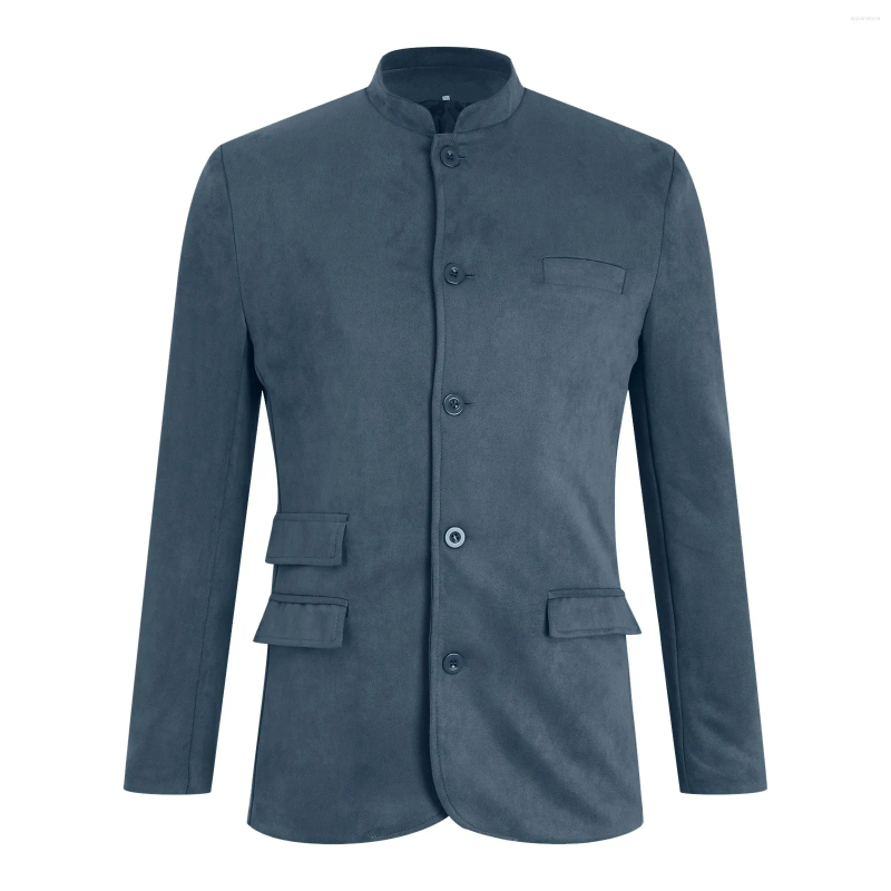 Mens Jackets Mens Faux Leather Suit Jacket Vintage Casual Suede Sport Coats Fashion Slim Fit Fall Winter Solid Color Work Wear Overcoat