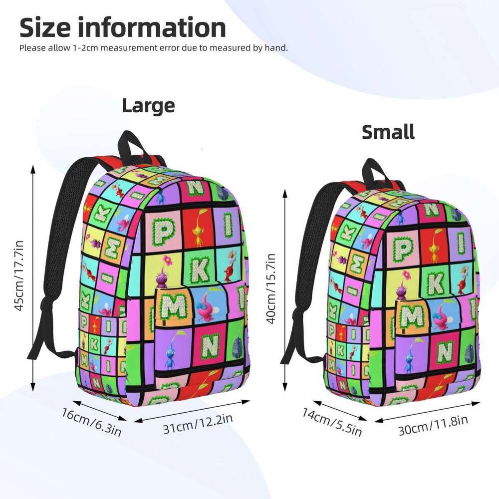 Pikmin Collage Backpack for Preschool Primary School Student Cartoon Bookbag Boy Girl Kids Canvas Daypack Gift