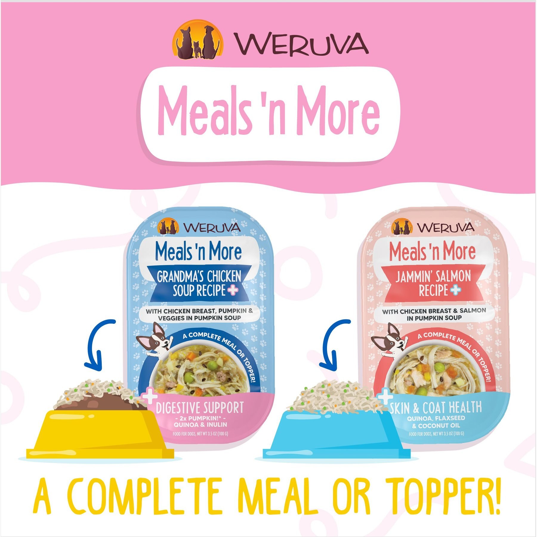 Weruva Meals 'n More Natural Wet Dog Food, Belly Belly Nice! Digestive Support Variety Pack, 3.5-oz cup, 10 count