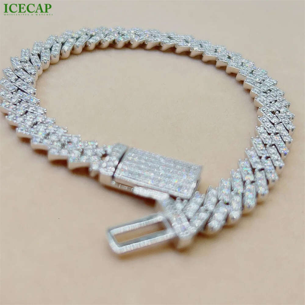 10mm Fashion Jewelry Vvs Moissanite Diamond Cuban Link Chain 925 Silver Hip Hop Men Necklace