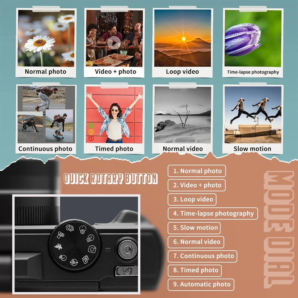 Compact digital pography camera 4K 18X digital zoom retro video recorder 64MP 180 ° flip screen camera 241121