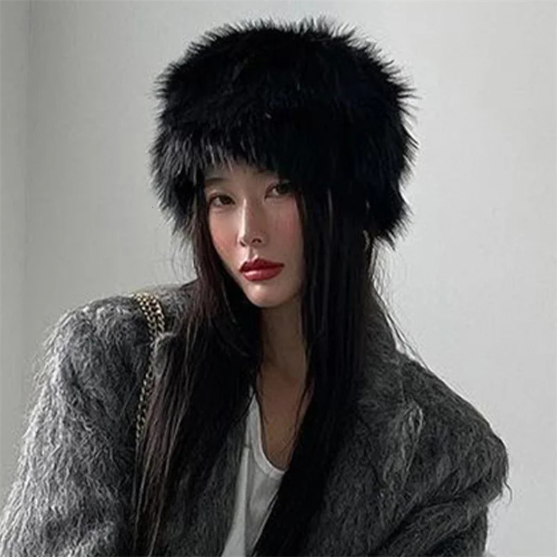 Winter Hat For Womens High Quality Mink Fur Thickened Warm Pullover Beanie Fashion Y2K Same Style Plush Flat Cap 241122