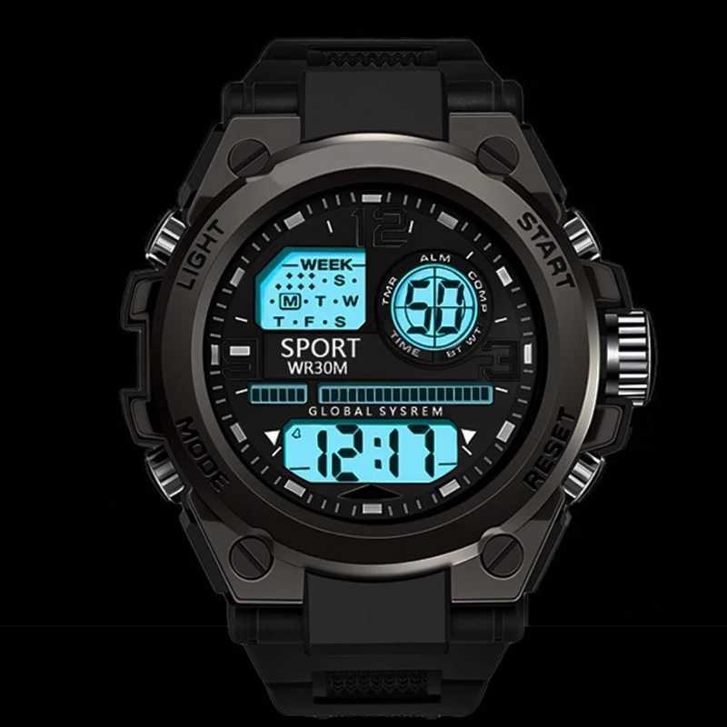 Black sports watch suitable for children boys multifunctional LED digital watch waterproof luminous alarm clock electronic watch X241122
