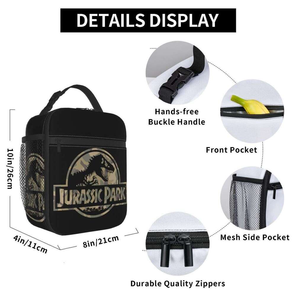 Jurassic Park Insulated Bags Leakproof Reusable Thermal Bag Lunch Box Tote Office Outdoor Bento Pouch