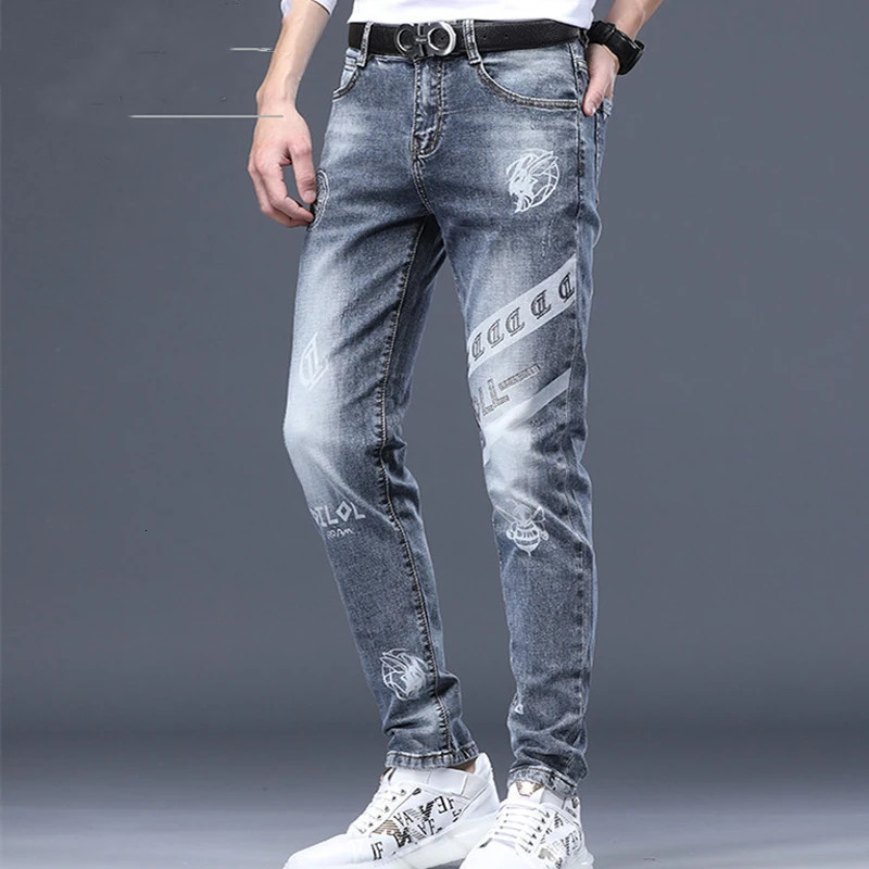 Mens Spring Jeans Fashion Washing Pants High Quality Slim Fit Vintage Blue Hip Hop Streetwear Mans Denim Trousers 240415