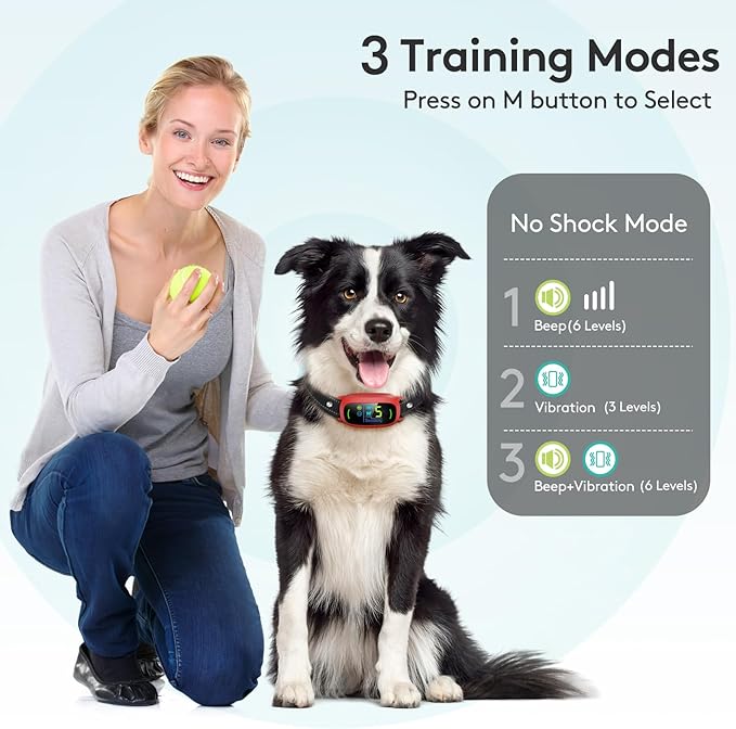 Dog FAFAFROG Rechargeable Smart Collar, Anti Barking Training with 5 Adjustable Sensitivity Beep Vibration Shock, Bark Collar for Large Medium Small D
