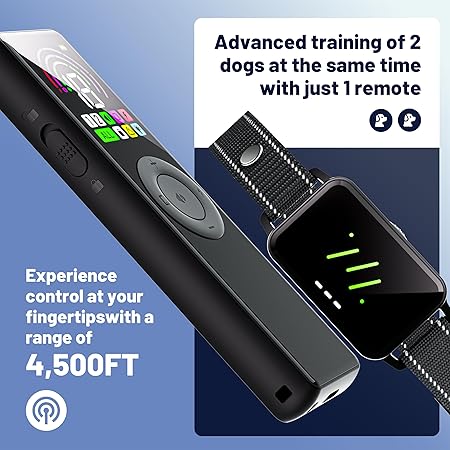 Hopaoo 4500FT-Dog Training Remote for Small Medium Large Dogs10-120lbs,Waterproof Collars,Electric Dog Collar with Adjustable Beep(1-10),Vibration,Saf