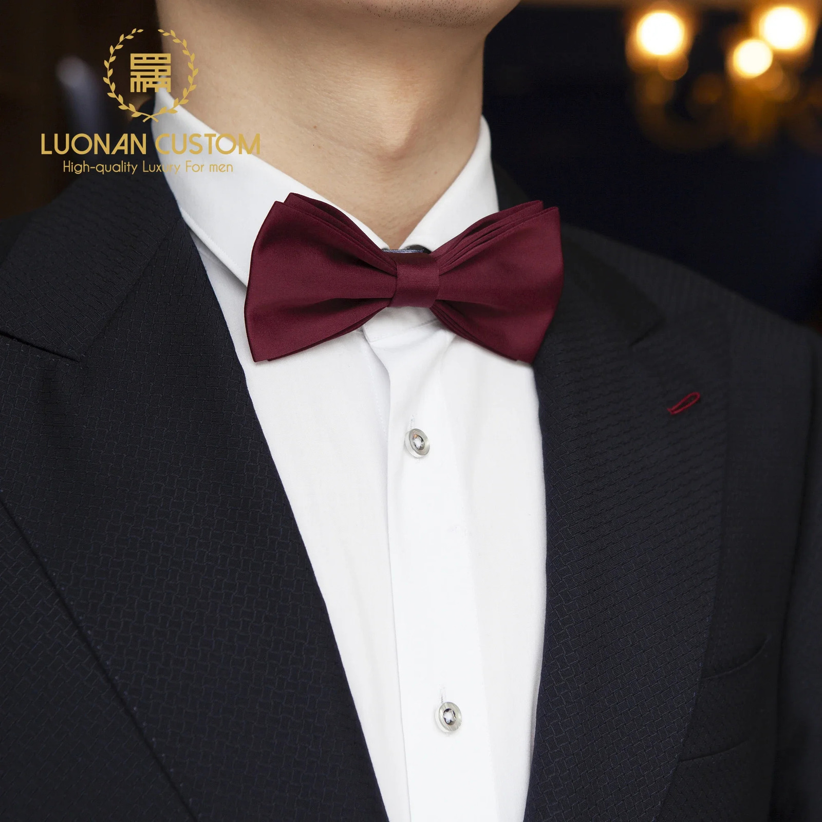 Get married get groom groomsman solid color burgundy brothers mens bow tie students jk 240415