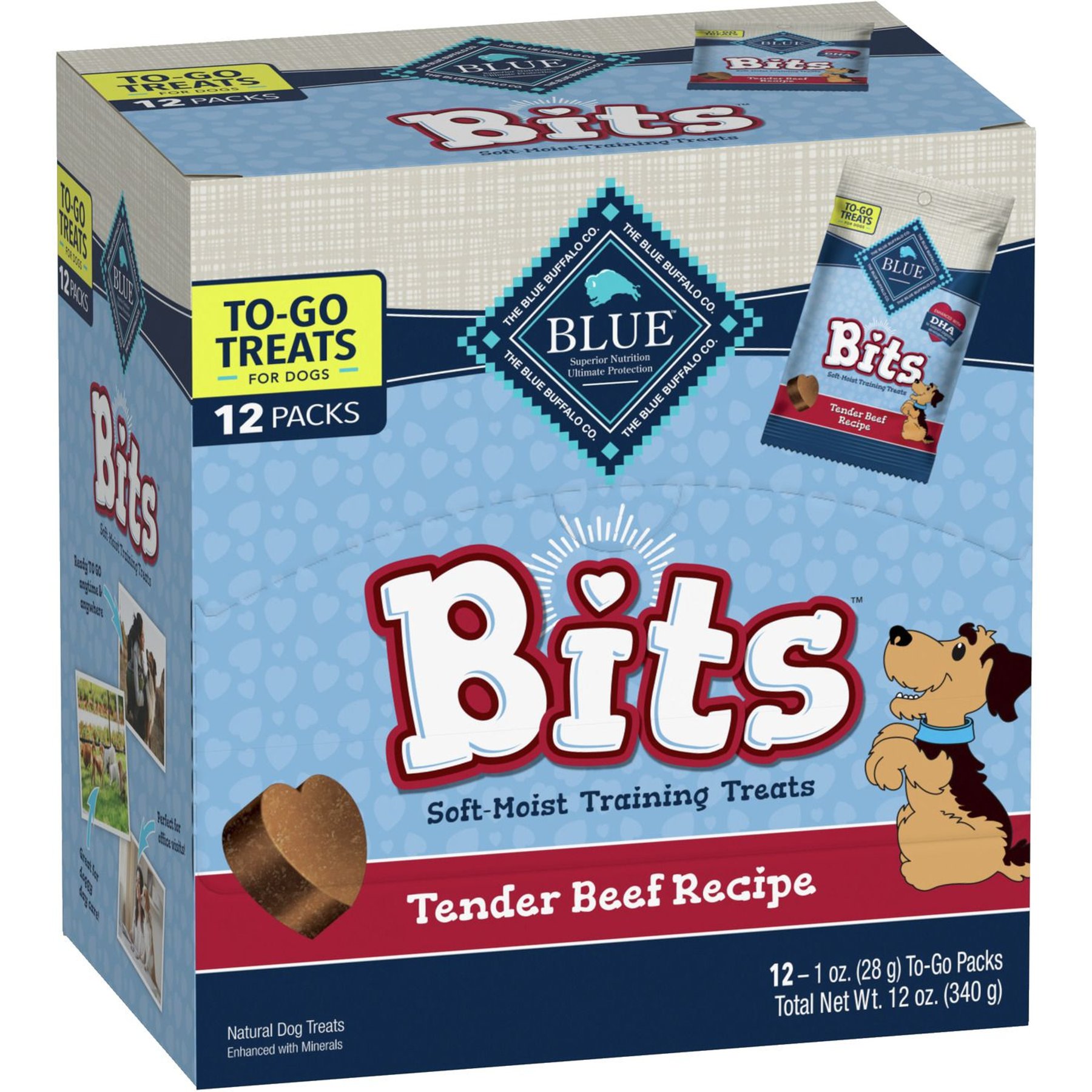 Blue Buffalo To-Go Bits Tender Beef Recipe Dog Treats, 12 count