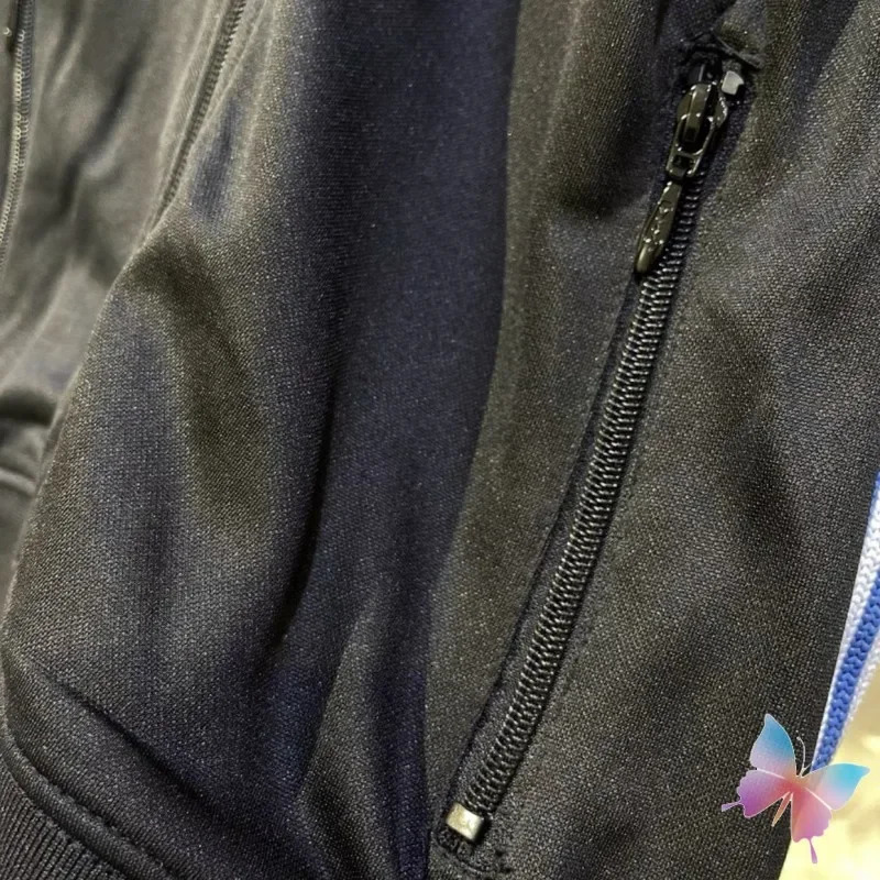 1 1 Quality Needles Jacket Set Embroidered Butterfly Side Stripes Zipper Coat Casual Loose Pants High Street Men Women Tracksuit 240420