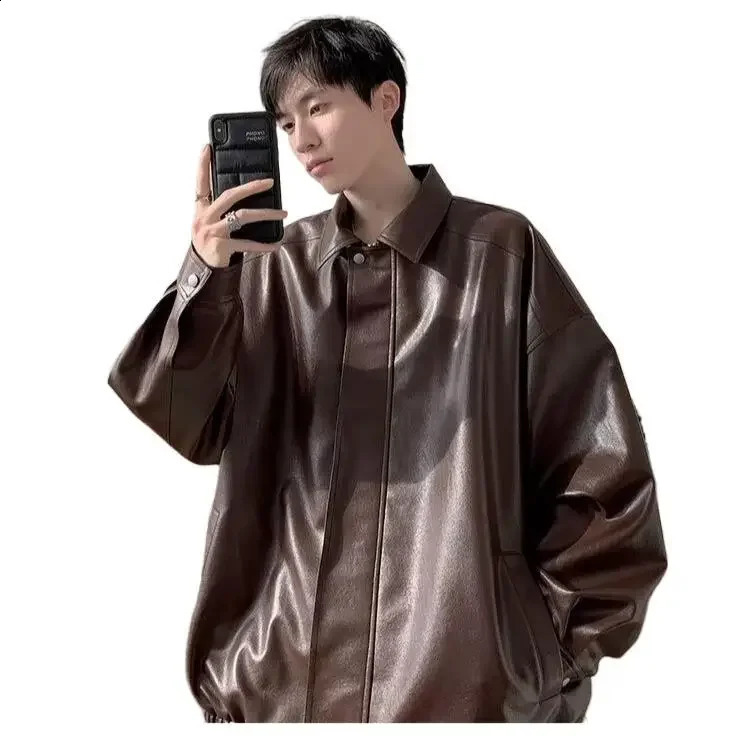 Vintage American Style Leather Jacket For Men Highend Feel Loosefit Faux Trendy Autumn Winter Season 241122