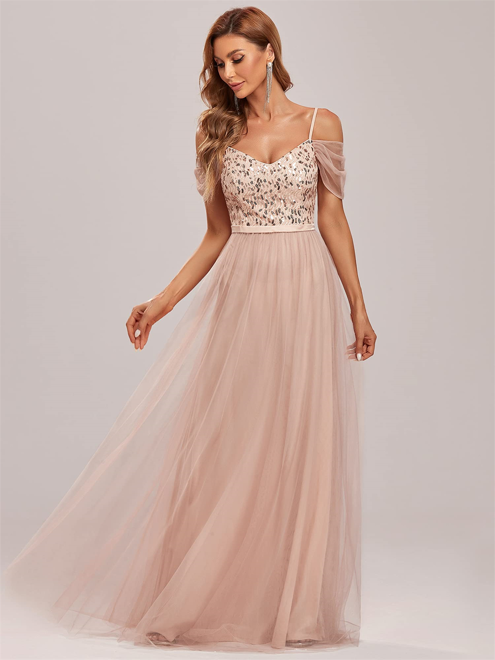 Off-the-Shoulder Long Prom Dresses Spaghetti Sequins Tulle A-Line Sweetheart Plus Size Formal Occasion Evening Party Gown Pd16