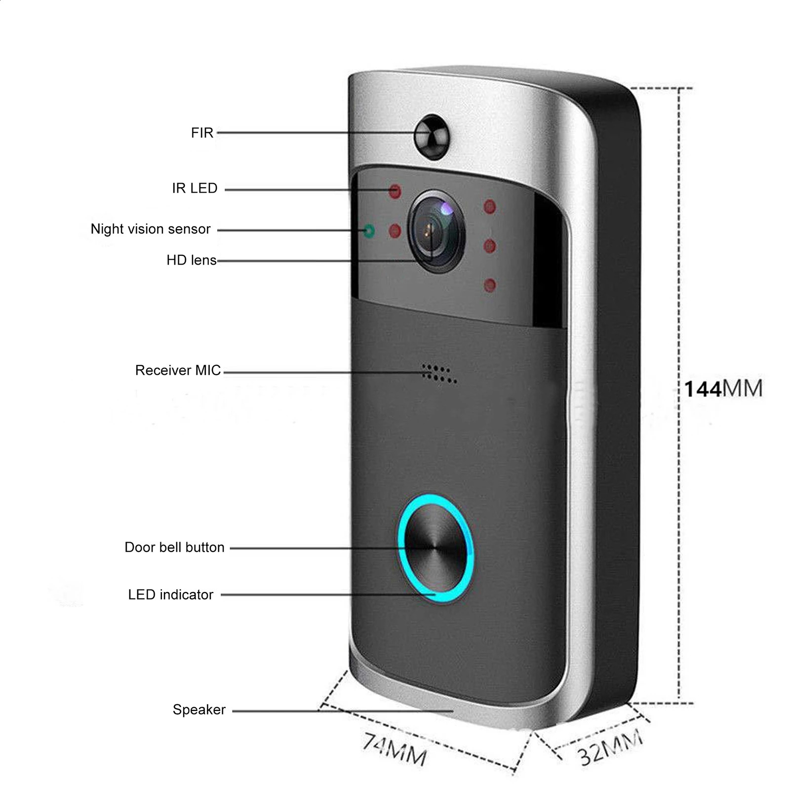 Video doorbell camera 720P high-definition WIFI doorbell camera used as a security motion detector for apartment doorbell ring security cameras 241121