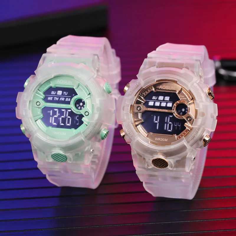 UTHAI CE35 childrens sports watch for girls boys teenagers children digital electronic watch transparent jelly waterproof swimming watch X241122