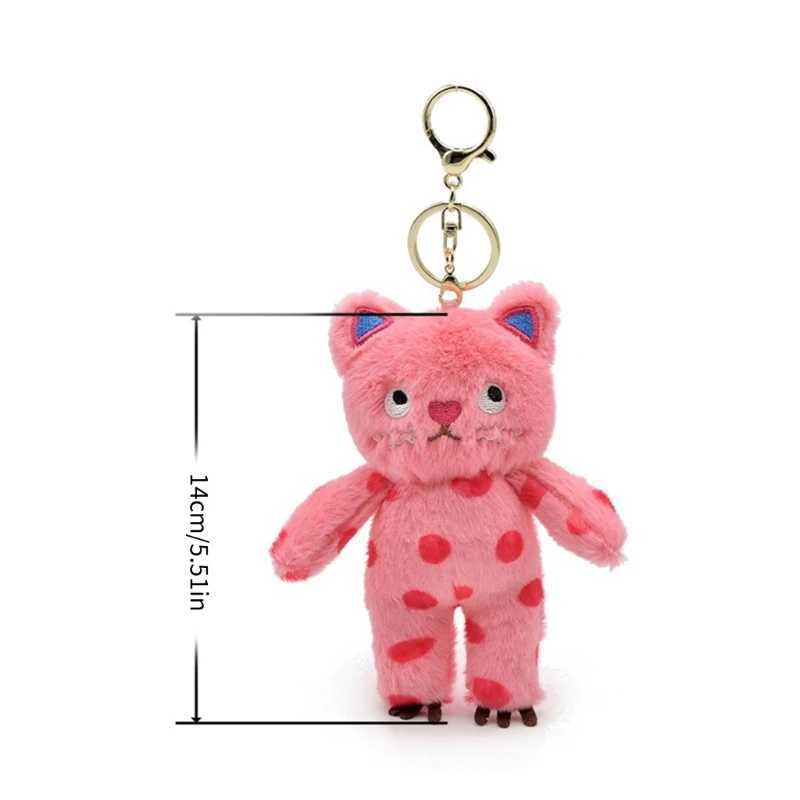 652F Silent Cat Keychain Plush Mysterious Black Cat Doll Toy Keyring Bag Charm Backpack Decoration Couple Car Keyholder Y241121