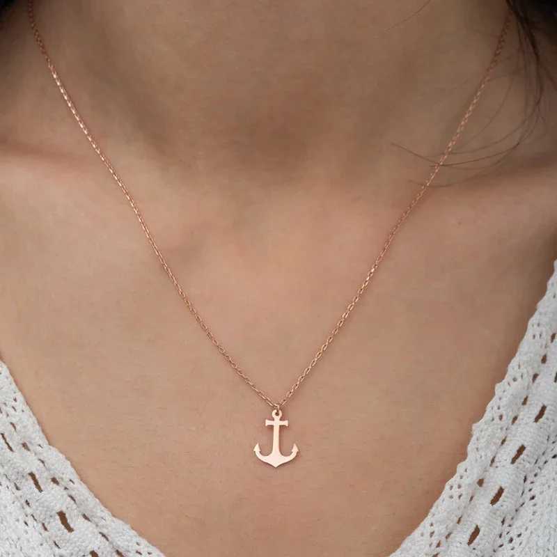 Stainless steel necklace hip-hop geometric sea anchor pendant necklace cross necklace womens jewelry Bijoux party gift W241121