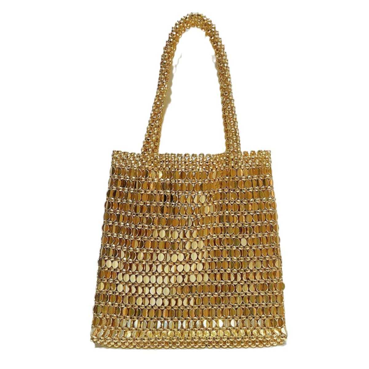 new metal shiny bag bead bag shiny piece underarm bag shopping bag single shoulder handbag elegant socialite handbag