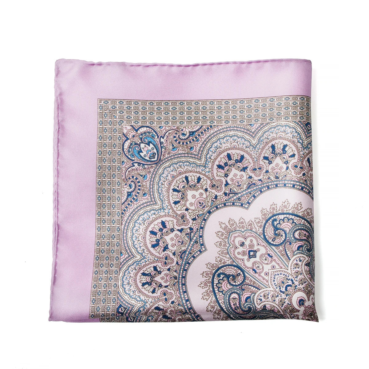 Retro style mens 100% silk paisley floral print Hanki custom handle head pocket square 241205