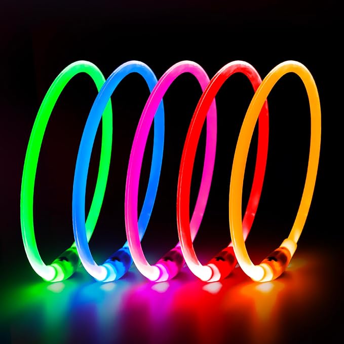 HIGO Up USB Rechargeable LED Collar Glow in The Dark, TPU Flash Dog Necklace Light Make Your Dogs Be Visible& Safe