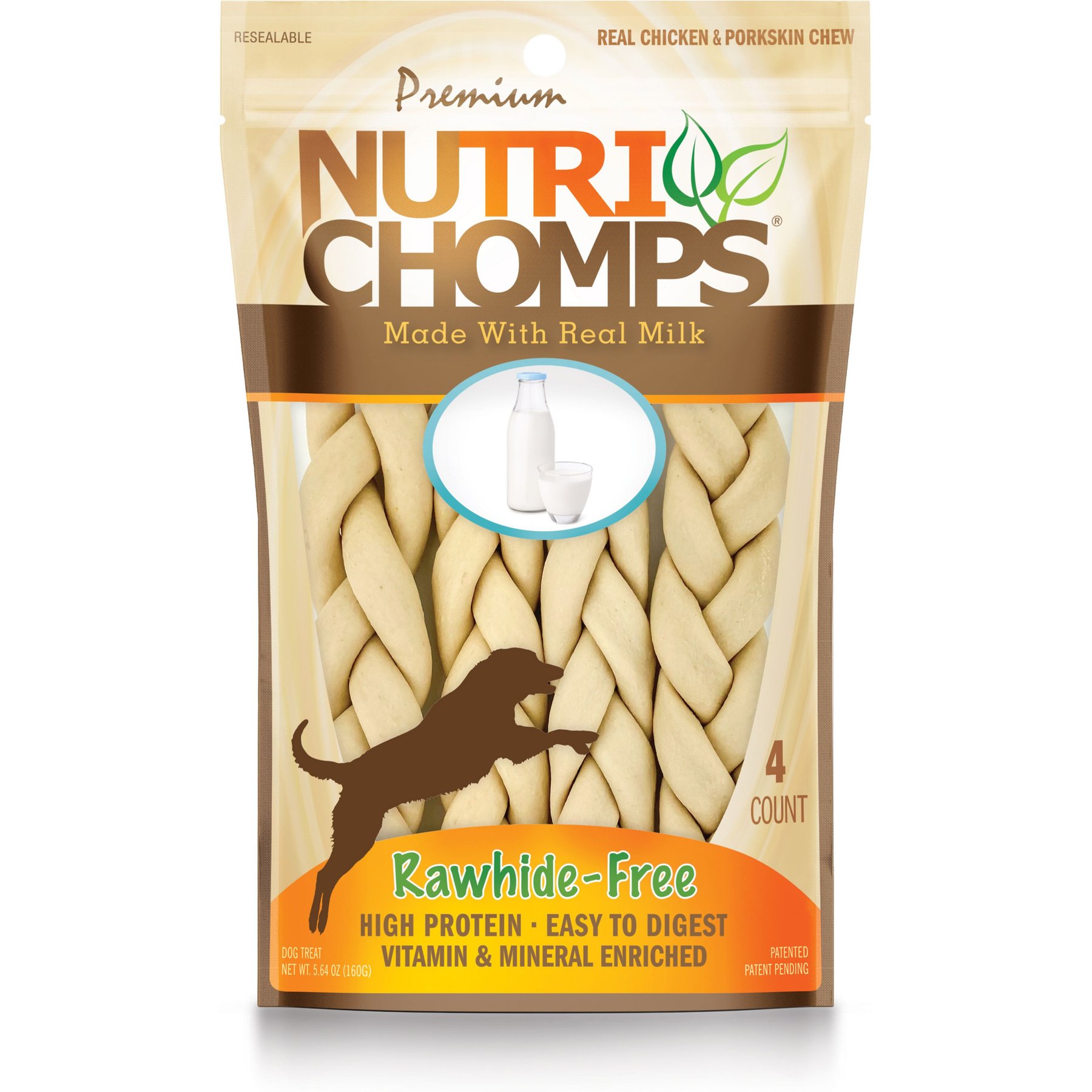 Nutri Chomps 6-in Milk Flavor Braid Dog Treats, 4 count