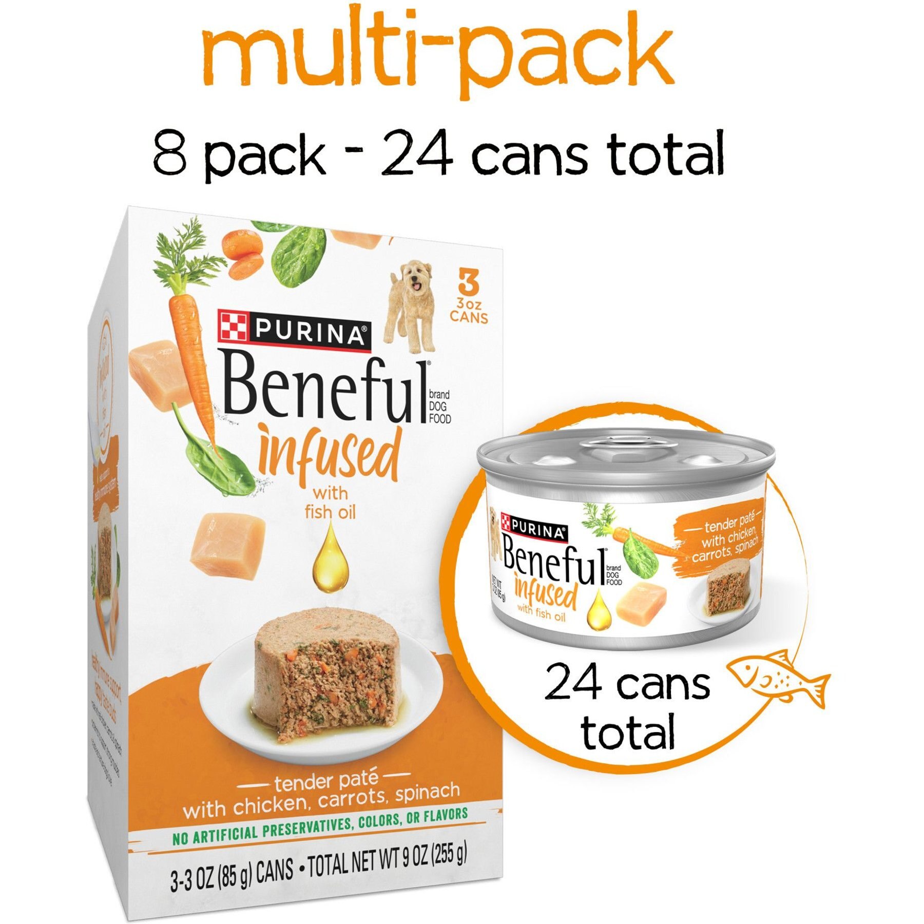 Purina Beneful Infused Pate with Real Chicken, Carrots & Spinach Wet Dog Food, 3-oz