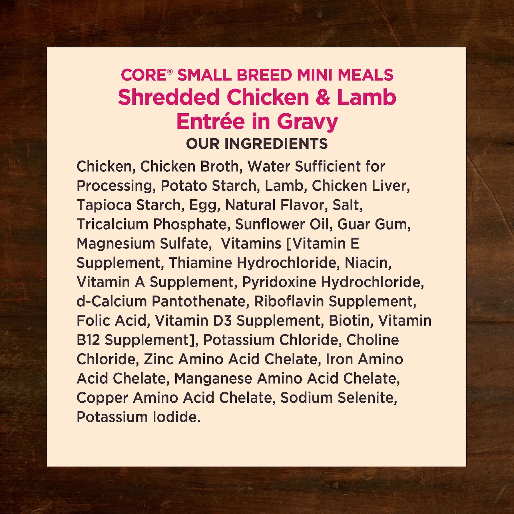 Wellness CORE Grain-Free Small Breed Mini Meals Shredded Chicken & Lamb in Gravy Dog Food Pouches